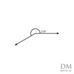 210° reflex angle, two hundred ten degree