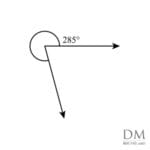285° reflex angle, two hundred eighty-five degree